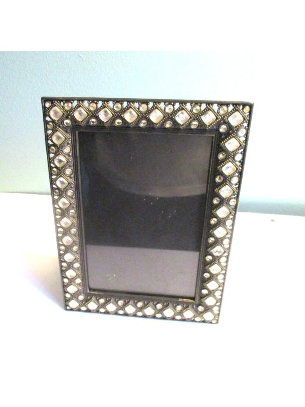 *Gemstone Accented Metal Tabletop Picture Frame